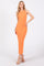 Orange Ribbed Sleeveless Back Slit Midi Dress