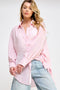 Light Pink Lightweight Sheer Button Down Blouse