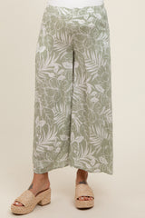 Light Olive Tropical Wide Leg Maternity Pants