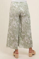 Light Olive Tropical Wide Leg Maternity Pants