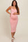 Pink Fitted Spaghetti Strap Maternity Midi Dress