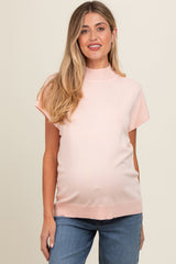 Light Pink Mock Neck Knit Maternity Top