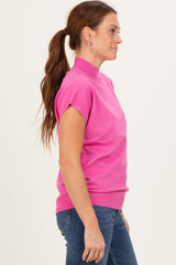 Fuchsia Mock Neck Knit Top