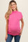 woman wearing a hot pink short sleeve maternity top and showing her baby bump