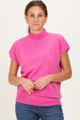 Fuchsia Mock Neck Knit Top