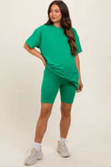 Green Biker Shorts Set