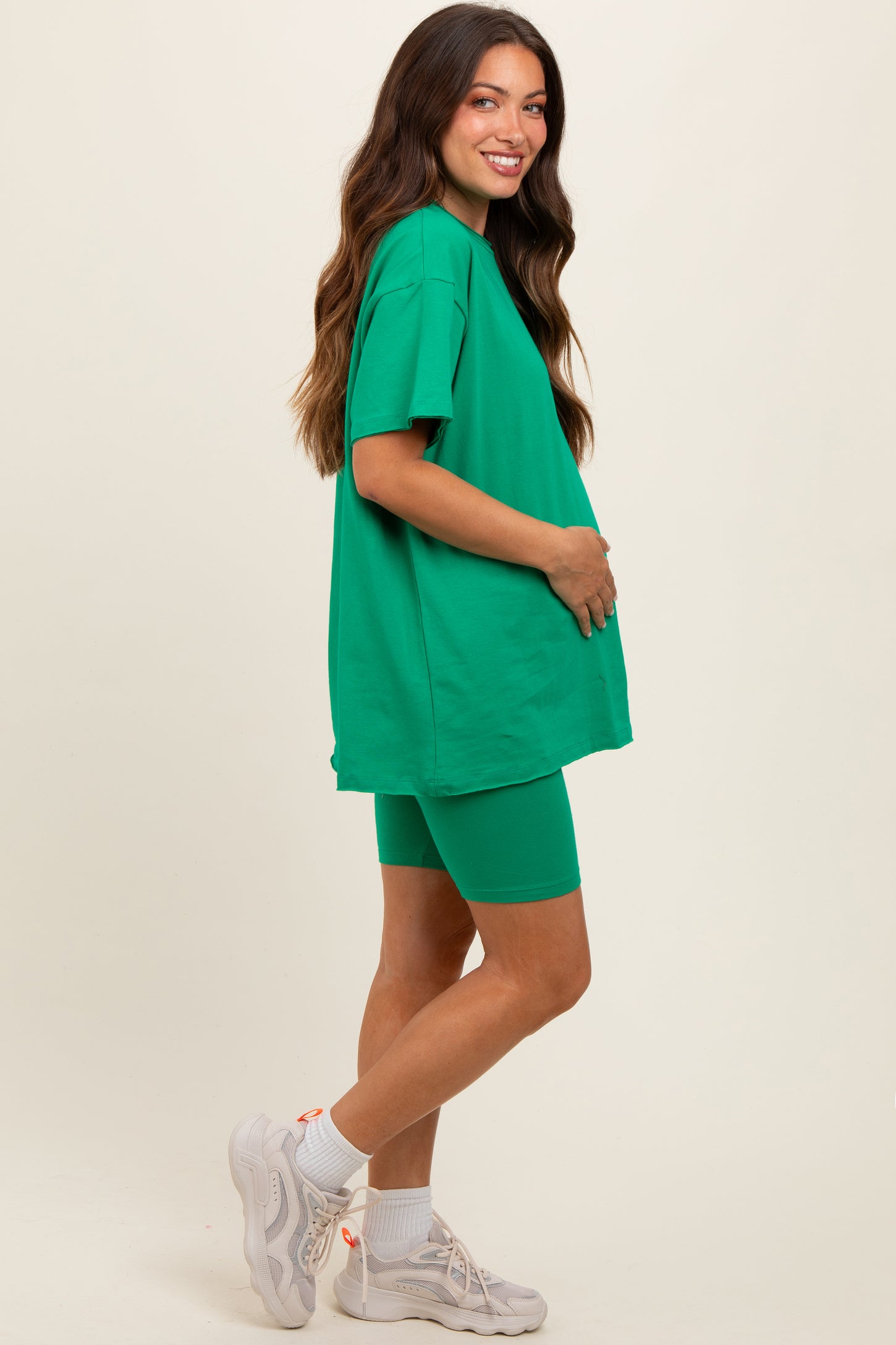 Green Biker Shorts Set