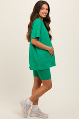 Green Biker Shorts Set