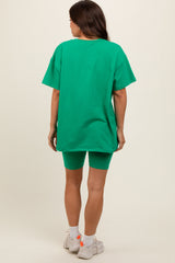 Green Biker Shorts Set