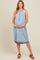 Light Blue Chambray Button Up Fringe Sleeveless Maternity Dress