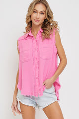 Pink Washed Cotton Gauze Shirt