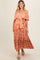Peach Floral Off Shoulder Maternity Maxi Dress