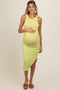 Lime Sleeveless Ribbed Maternity Midi Dress