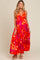 Orange Floral Print Tiered Maternity Dress