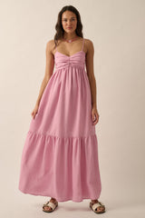 Pink Monochrome Stripe Maternity Maxi Dress