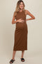 Mocha Ribbed Knit Sleeveless Maternity Dress