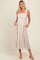Beige Striped Wide Strap Midi Dress
