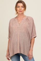 Mocha Printed Dolman Sleeve Maternity Blouse