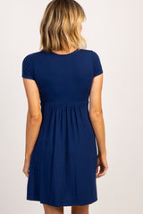 PinkBlush Navy Draped Front Nursing Dress