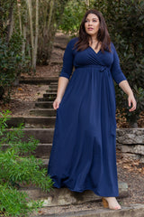 PinkBlush Navy Blue Sash Tie Wrap Plus Maxi Dress