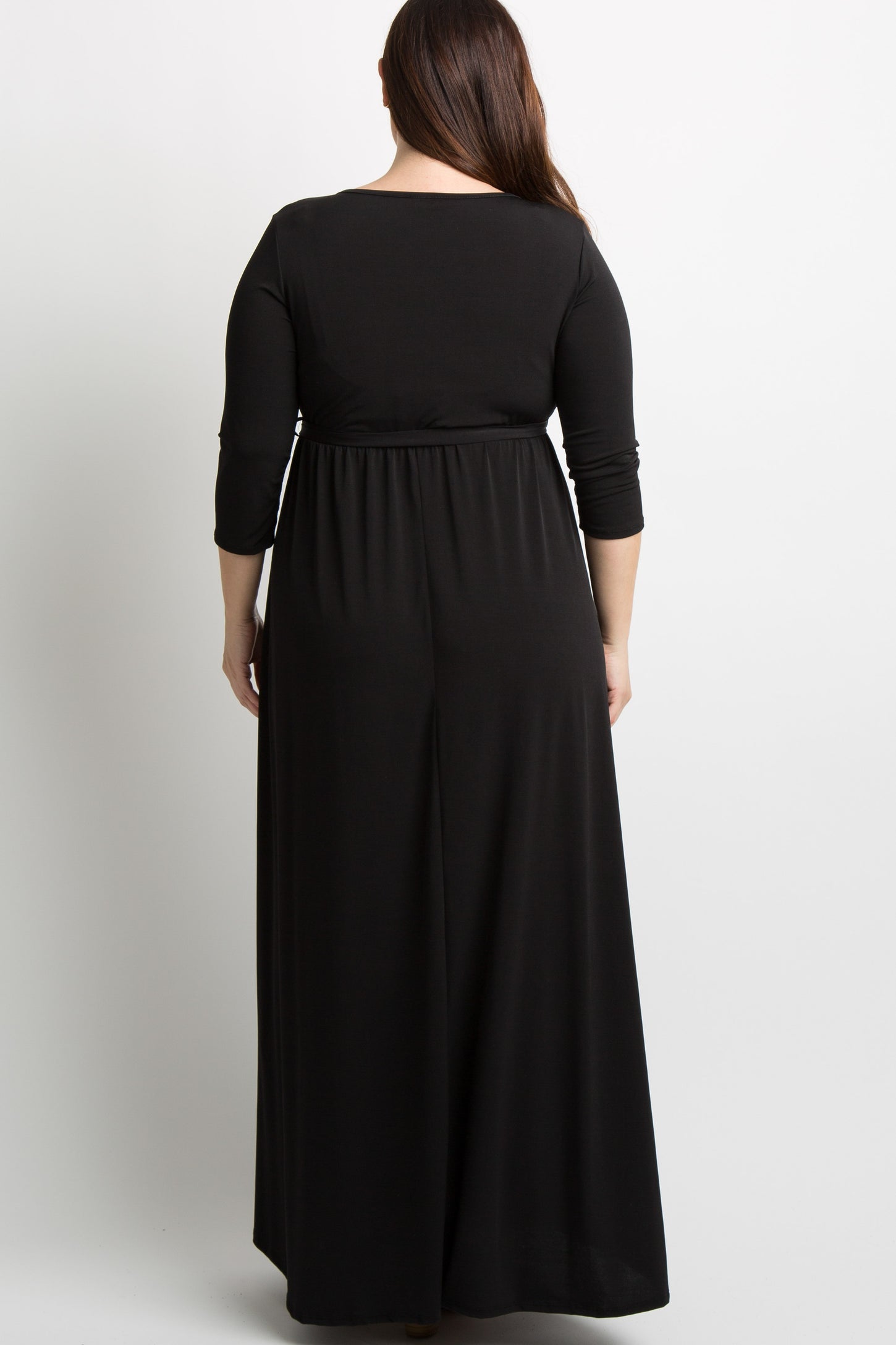 PinkBlush Black Sash Tie Wrap Plus Maxi Dress