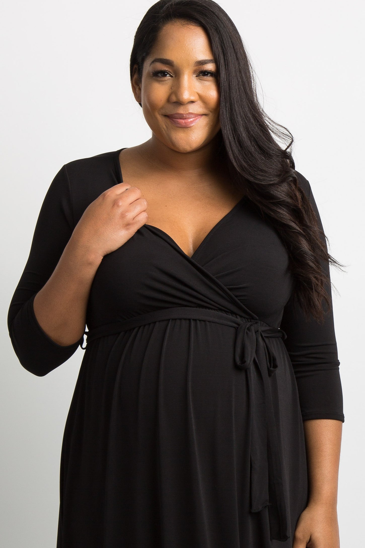 PinkBlush Black Sash Tie Wrap Plus Maternity Maxi Dress