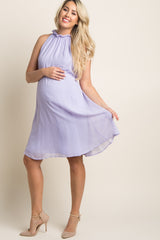 Lavender Chiffon High Neck Maternity Dress
