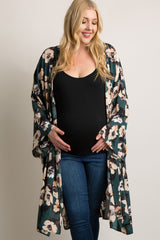 PinkBlush Green Floral Chiffon Long Maternity Plus Cover Up
