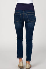 PinkBlush Navy Blue Distressed Maternity Skinny Jeans