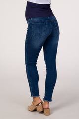 PinkBlush Navy Blue Raw Hem Maternity Skinny Jean
