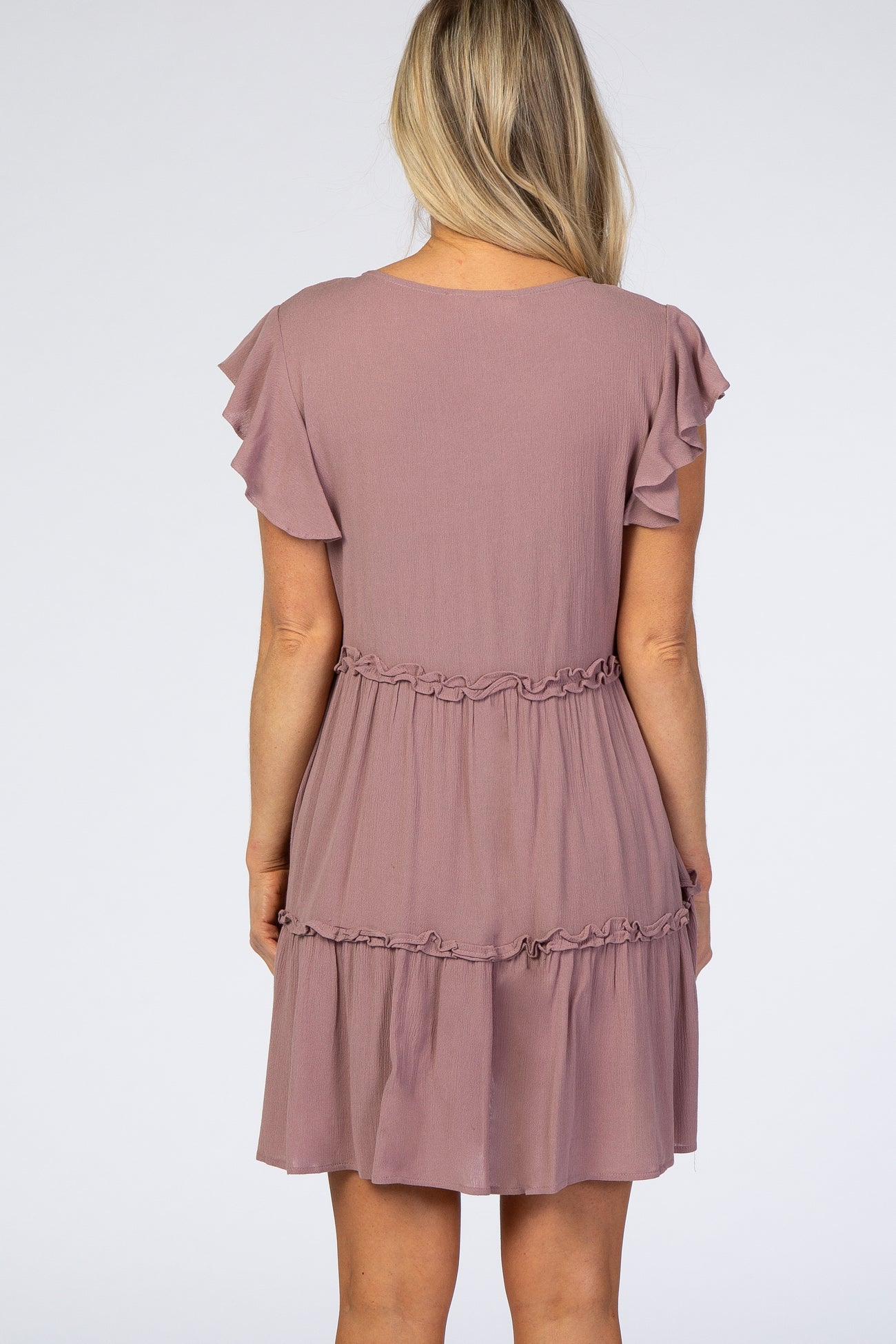 Mauve Ruffle Maternity Mini Dress