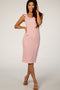 Pink Flounce Sleeve Ribbed Dress