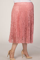 Pink Lace Plus Maternity Midi Skirt