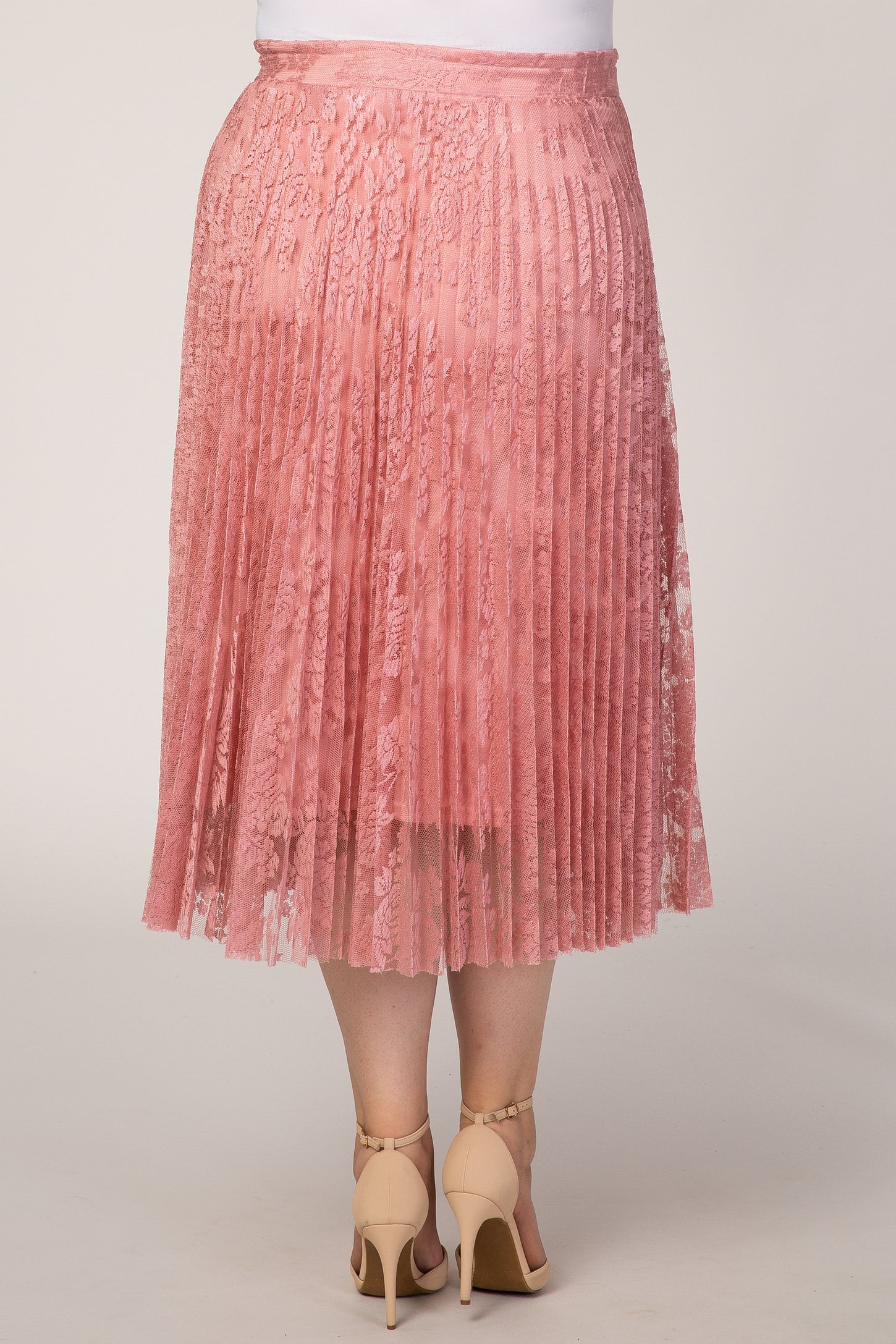 Pink Lace Plus Maternity Midi Skirt
