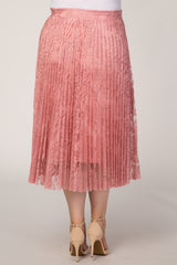 Pink Lace Plus Maternity Midi Skirt