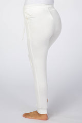 White Soft Brushed Drawstring Maternity Lounge Pants