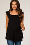 Black Flutter Sleeve Maternity Top
