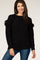 Black Cable Knit Fringe Sleeve Sweater