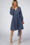 Dusty Blue Chiffon Wrap Dress
