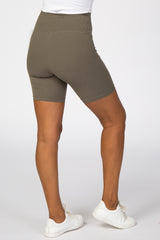 Olive Ribbed Bike Shorts