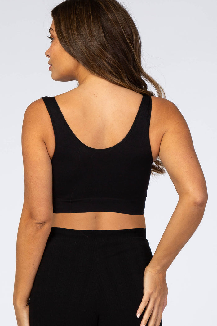 Black Seamless Wrap Front Maternity/Nursing Bra