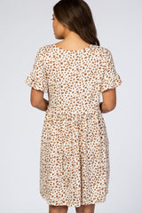 Mocha Leopard Print Babydoll Maternity Dress