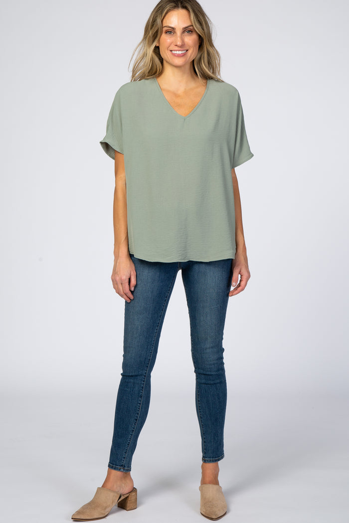 Light Olive Short Sleeve Blouse