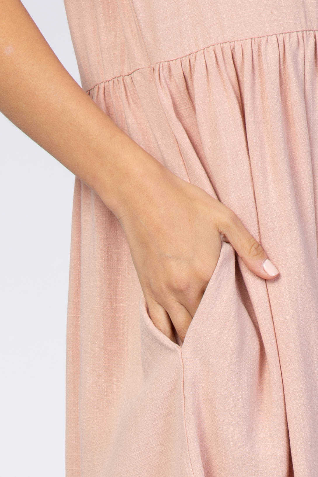 Light Pink Linen Babydoll Dress