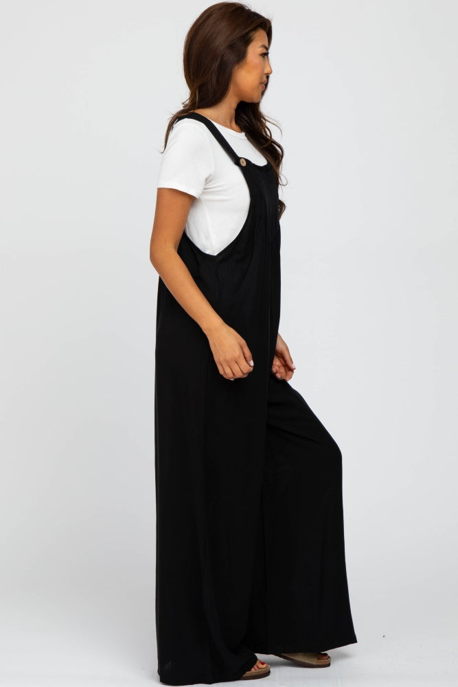 Black Wide Leg Overalls