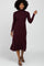 Burgundy Mock Neck Flared Midi Dress