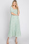 Mint Floral Sweetheart Neck Midi Dress
