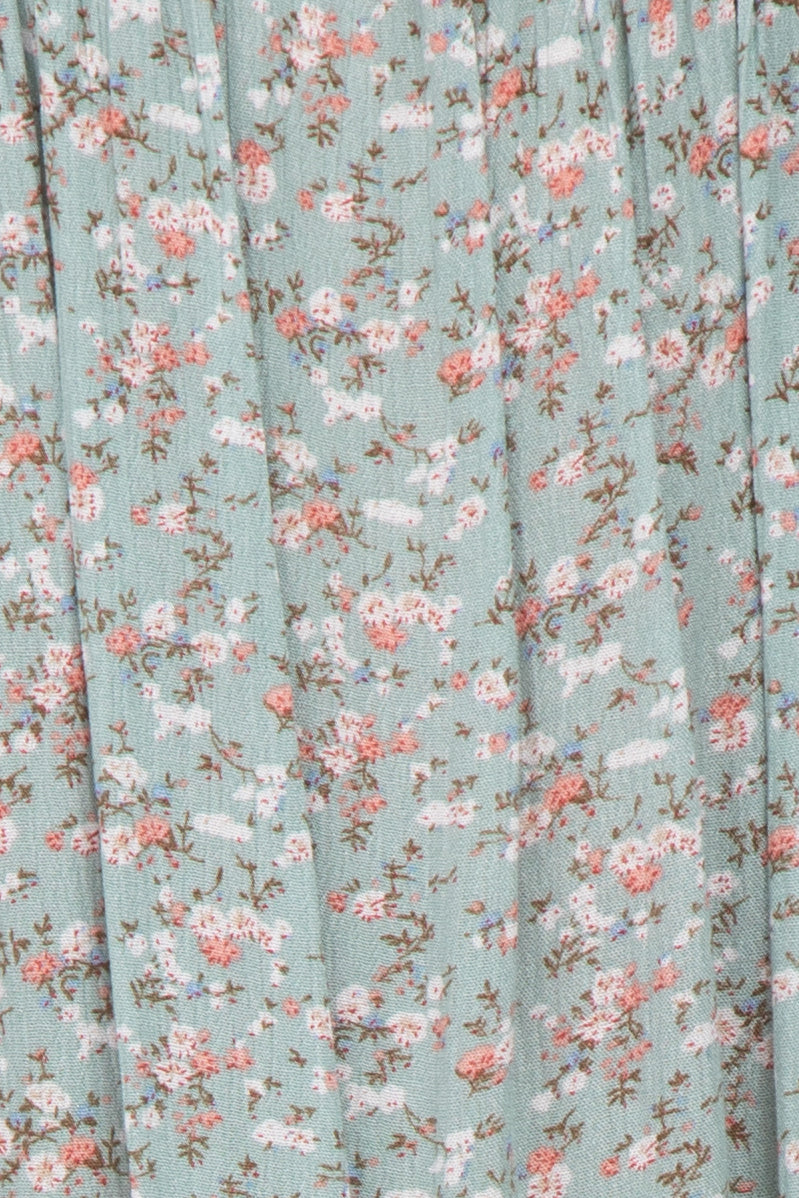 Sage Ditsy Floral V-Neck Handkerchief Dress