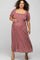 Mauve Floral Smocked Square Neck Maternity Plus Midi Dress