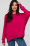 Fuchsia Exposed Seam Side Slit Sweater